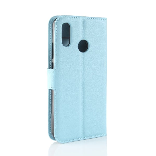 Huawei P30 Lite litchi skin plånboksfodral i läder - blå Blå