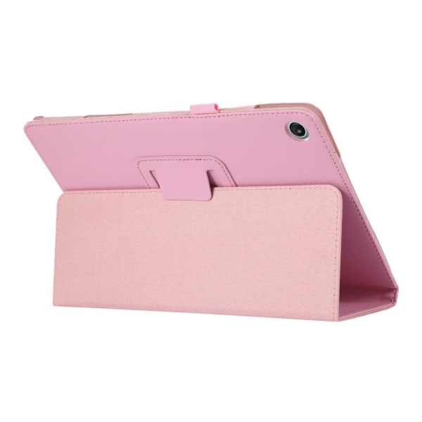Foldbart etui med Lichi-tekstur til Lenovo Tab M10 Plus (Gen 3) Pink