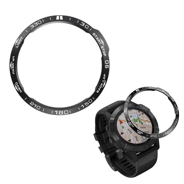 Garmin Fenix 6X rostfritt stål bezel - svart / Style A Svart