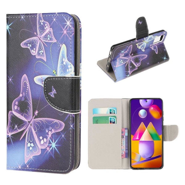Wonderland Samsung Galaxy M31s Flip Etui - Livlige Sommerfugle Purple
