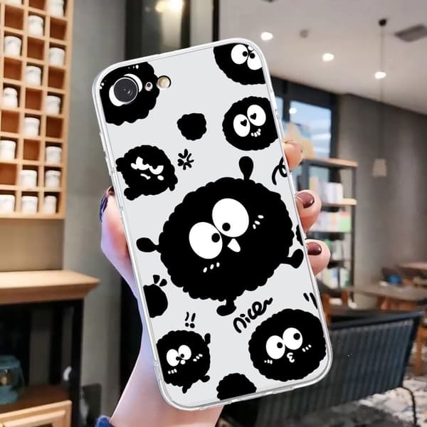 iPhone 16e-etui Mykt, fleksibelt bakdeksel med mønsterutskrift - Svart Øyeeple Black
