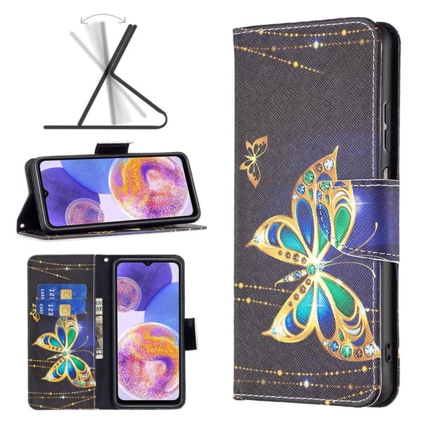 Wonderland Samsung Galaxy A23 flip kuoret - Koruja Perhonen Multicolor
