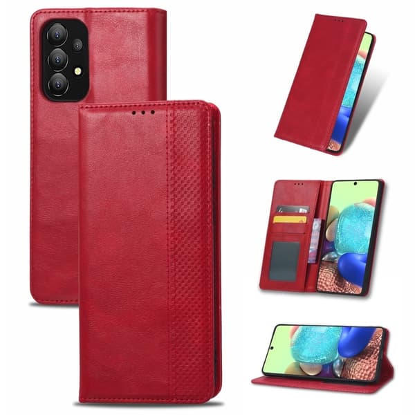 Bofink Vintage Samsung Galaxy A73 Nahkakotelo - Punainen Red