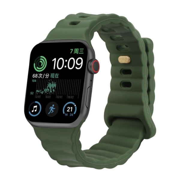 Apple Watch Series 8 (41mm) silikoneurrem med knap - Sortliggrøn Green