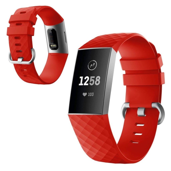 Fitbit Charge 4 / 3 timanttikuvioinen kellonauha - Punainen Koko: S Red