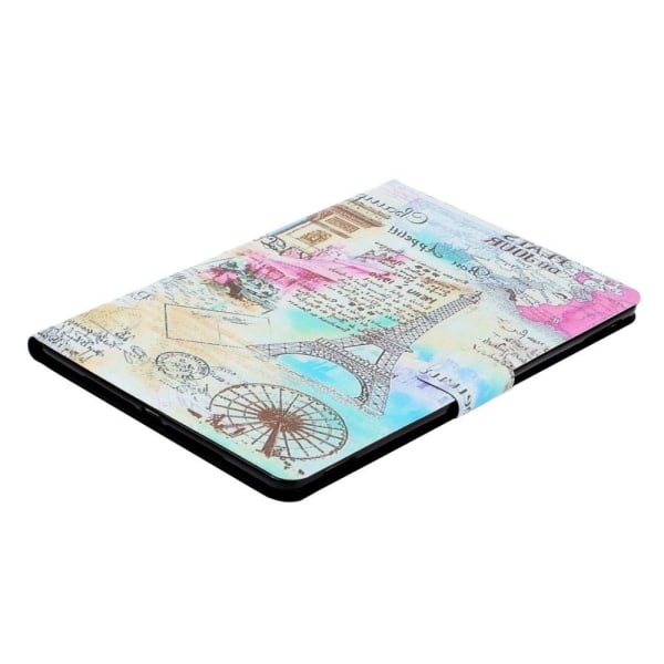 iPad 10.9 (2022) Pattern Printing Vegansk Læder stødsikkert Cover Foldable Stand Tablet Drop Resistant Case with Card Slots - Tårn Multicolor