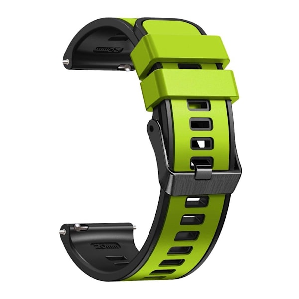 20 mm universel tofarvet silikone-urrem - Lime / Sort Green