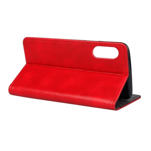 Crazy Horse iPhone Xs Max Skinnetui Med Deksel - Rød Red