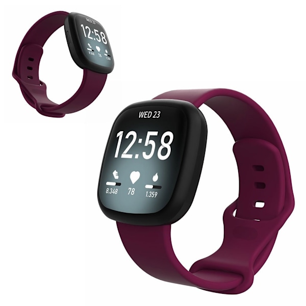 Fitbit Versa 3 / Sense silikoninen kellonauha - Viininpunainen Koko: L Red