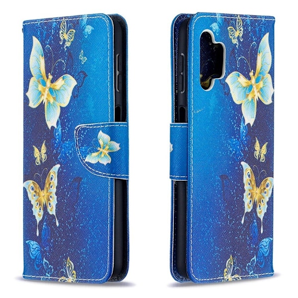 Wonderland Samsung Galaxy A32 5G flip kuoret - Metalli Perhosia Blue