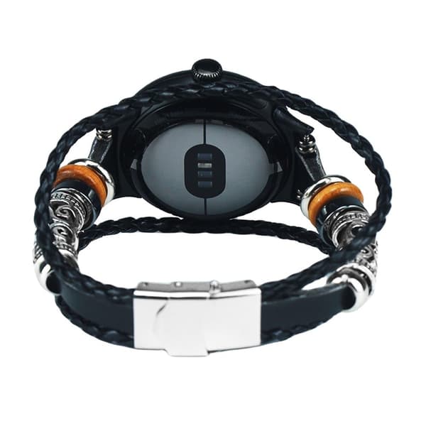 Google Pixel Watch / Pixel Watch 2 DIY punottu nahkainen kellonhihna helmiä - Musta Black