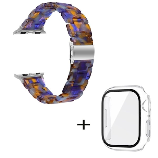 Klockarmband med 3 pärlor i resin och genomskinligt fodral för Apple Watch Series 3/2/1 42mm - Havsblå Blå