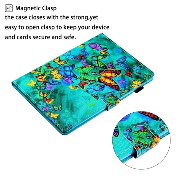 Samsung Galaxy Tab A 10.1 (2019) mønster læder flip etui - Farverig Sommerfugle Multicolor