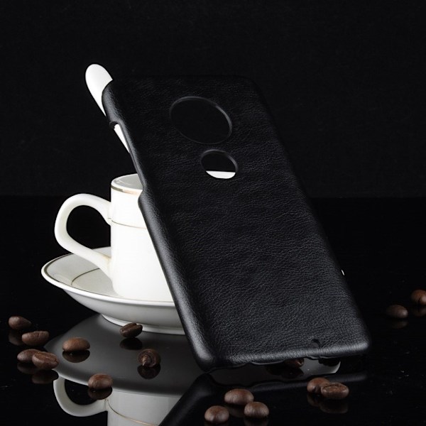 Motorola Moto G7 litchi tekstur læderetui - Sort Black