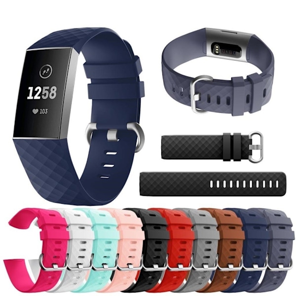 Fitbit Charge 4 / 3 urrem med diamantmønster - Sort Størrelse: S Black