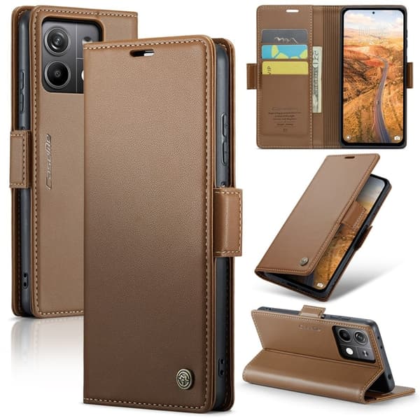 CaseMe Xiaomi Redmi Note 13 4G glatt etui - Brun Brown