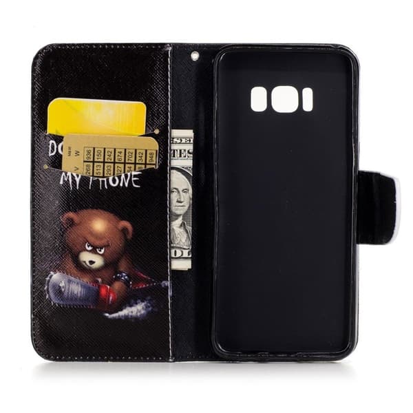 Samsung Galaxy S8 Mønstret Lær Flip Etui- Do Not Touch My Phone Multicolor