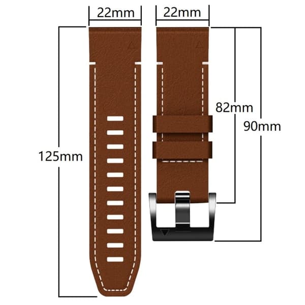 Garmin 22 mm Quickfit-klokkearmbånd i lær og fleksibel håndleddsreim - Kaffe Brown