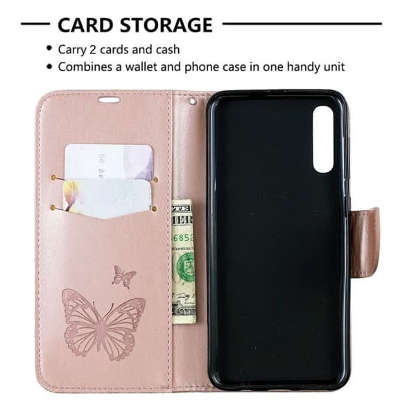 Butterfly Samsung Galaxy A50 etui - Lyserød Pink