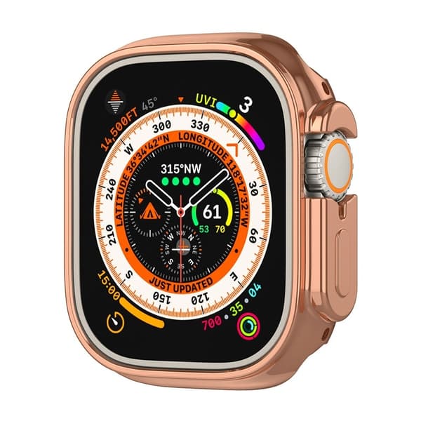 Apple Watch Ultra / Ultra 2 49 mm Galvaniserat flexibelt klockfodral Hålram som skyddar mot fall - Roséguld Rosa