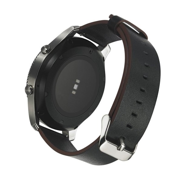 Samsung Gear S3 slitstark läder klockarmband - Svart Svart