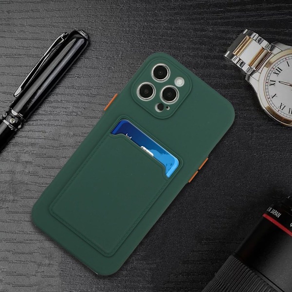 Card Holder Suojakuori For iPhone 13 Pro - Vihreä Green