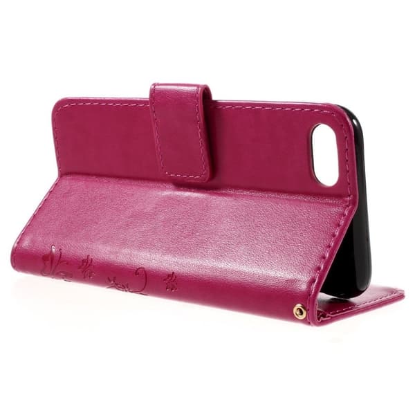 Jensen iPhone 7 / 8 læretui med inngravert mønster - Varm rosa Pink
