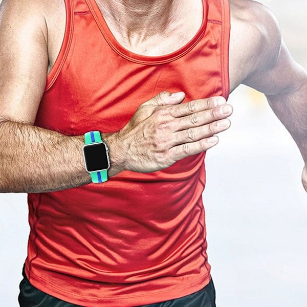 Apple Watch 38mm Tvåfärgat flexibelt klockband - Turkos blå Blå