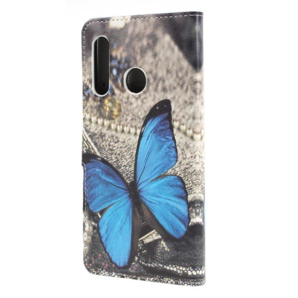 Butterfly läder Huawei P30 Lite fodral - Blå Blå