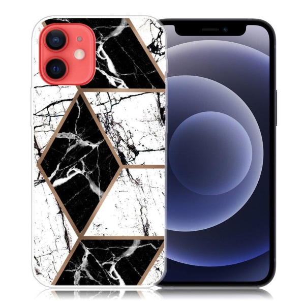 Marble iPhone 12 Mini case - Black and White Diamond Multicolor