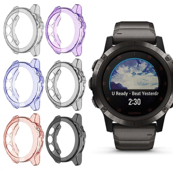 Garmin Fenix 5 stilfuldt gennemsigtigt etui - Sort Black