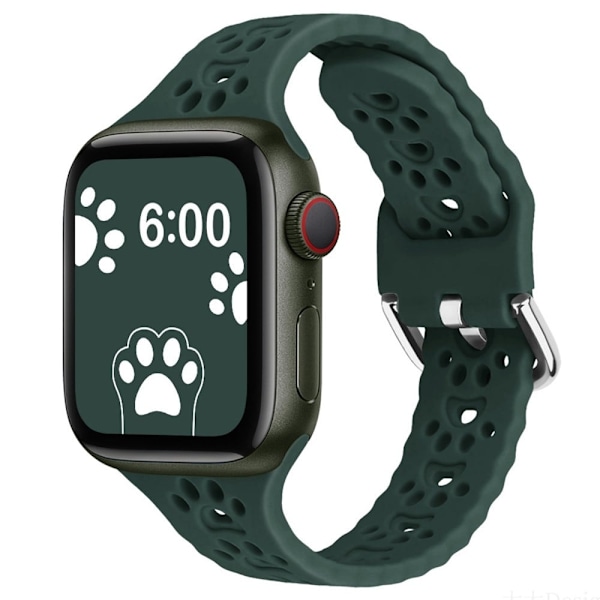 Apple Watch (41mm) sød silikoneurrem i kattepote-stil - Olivengrøn Green