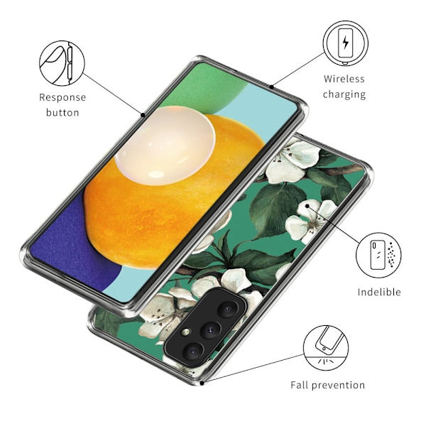 Deco Samsung Galaxy A55 deksel - Hvite Blomster Green