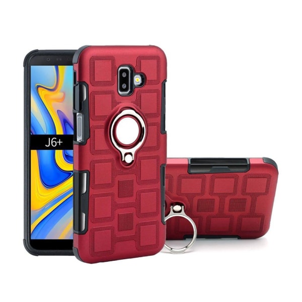 Samsung Galaxy J6 Plus (2018) hybriidi takasuoja kuori kuviollis Red