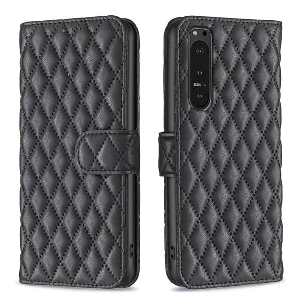 Rhombus mat Sony Xperia 10 VI flip etui - Sort Black