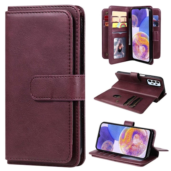 Samsung Galaxy A23 10-paikkainen lompakkokotelo - Viininpunainen Red