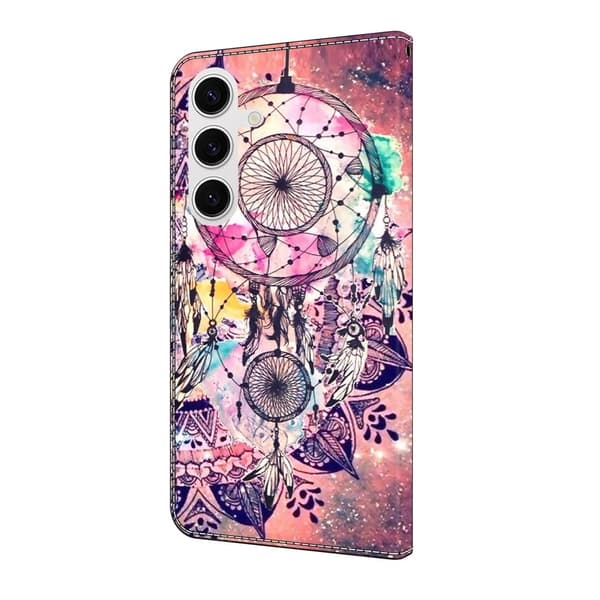 Samsung Galaxy S25 Plånboksfodral Mönster Tryck Stativ Läder Flip Telefonskal - Vindspel Rosa