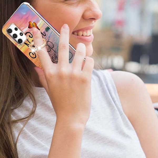 Marble Mønstret Cover med Ring Holder til Samsung Galaxy M32 5G / A32 5g - Never Stop Dreaming Multicolor