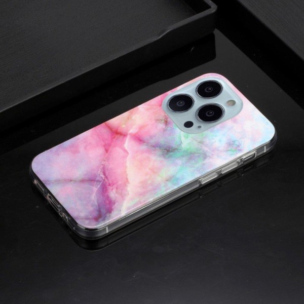 Marble iPhone 13 Pro Suojakotelo - Pinkki / Green Starry Sky Multicolor