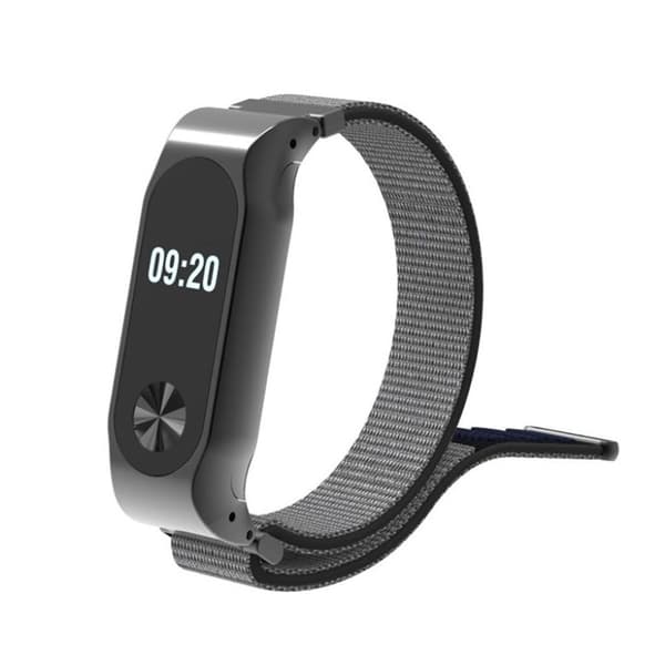 Xiaomi Mi Band 2 erstatnings-urrem i nylon med velkro lås - Grå/Sort Multicolor