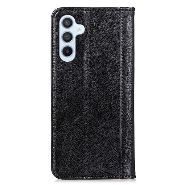 Samsung Galaxy A15 ægte læderetui med magnetisk lukning - Sort Black