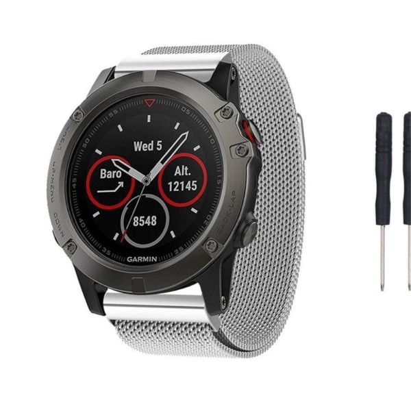 Garmin Fenix 5X ur-armbåndsrem i stainless stål med magnetisk lu Silver grey