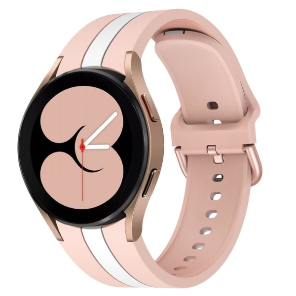 Cool silikoneurrem i linjedesign til Samsung Galaxy Watch 4 - Lyserød / Hvid Pink