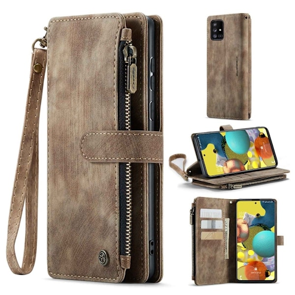 CaseMe Samsung Galaxy A51 etui med lynlås og pung - Brun Brown