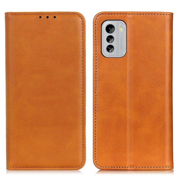 Lompakko-style Aitoa Nahkaa Läppäkotelo For Nokia G60 - Ruskea Brown