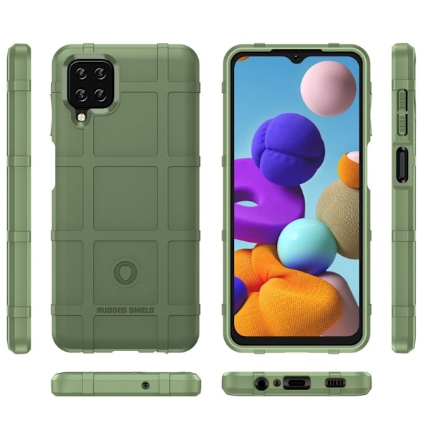 Rugged Shield Etui Samsung Galaxy A12 Nacho / A12 5g / M12 - Blå Green