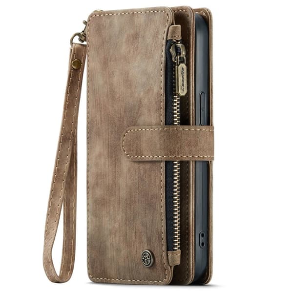 CaseMe iPhone 14 Pro etui med lynlås og pung - Brun Brown