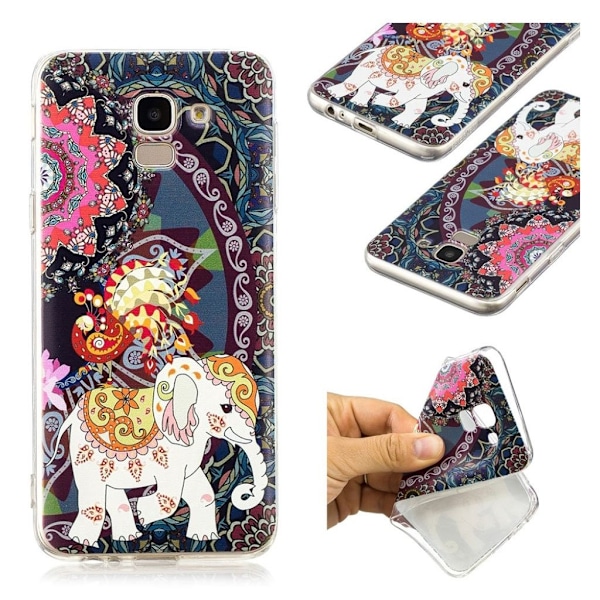 Samsung Galaxy J6 (2018) mobilskal silikon tryckmönster - Blomma och elefant multifärg