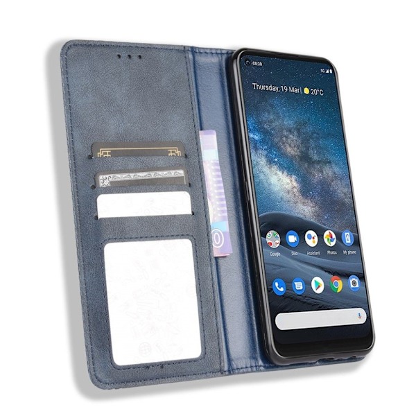 Bofink Vintage Nokia 8.3 5G Læder Etui - Blå Blue