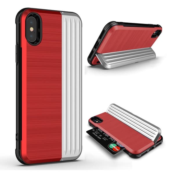ANGIBABE iPhone Xs Max beskyttelses deksel av plastikk og TPU - rød og sølv Multicolor